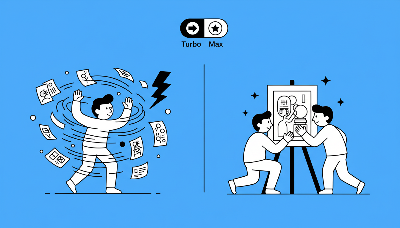 Side-by-side comparison of Turbo and Max with feature tags