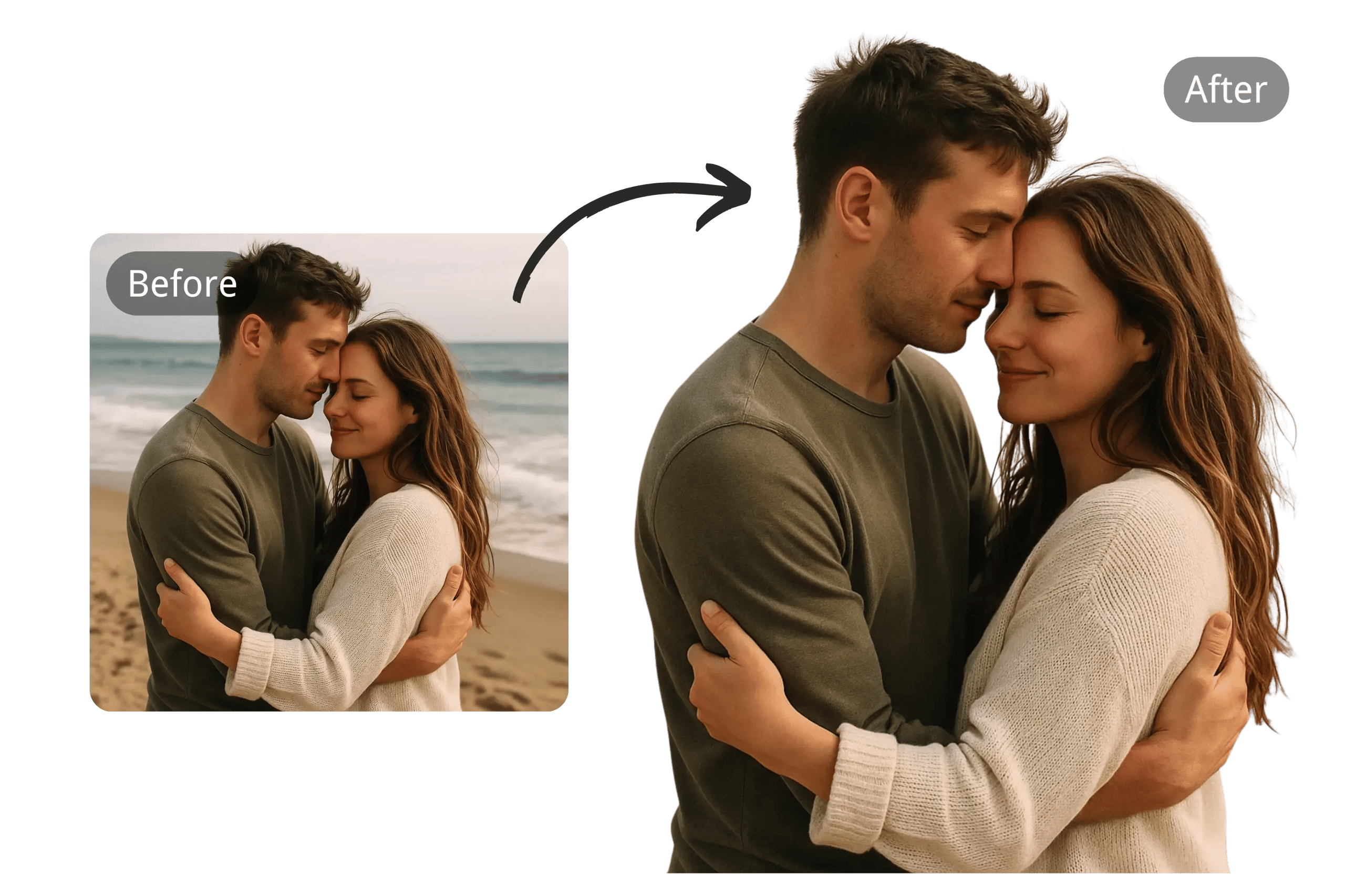 Previsualización de una exportación con fondo transparente en el espacio de trabajo del Removedor de fondo