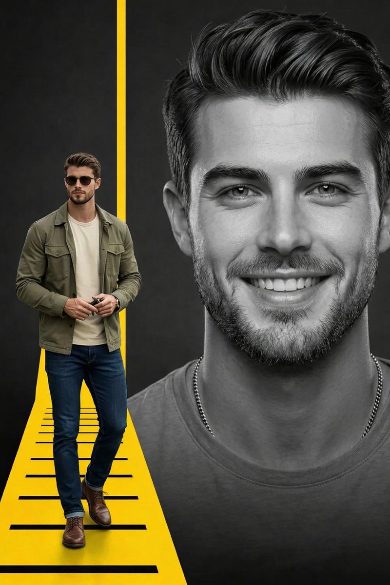 Split Composition Portrait of a Man